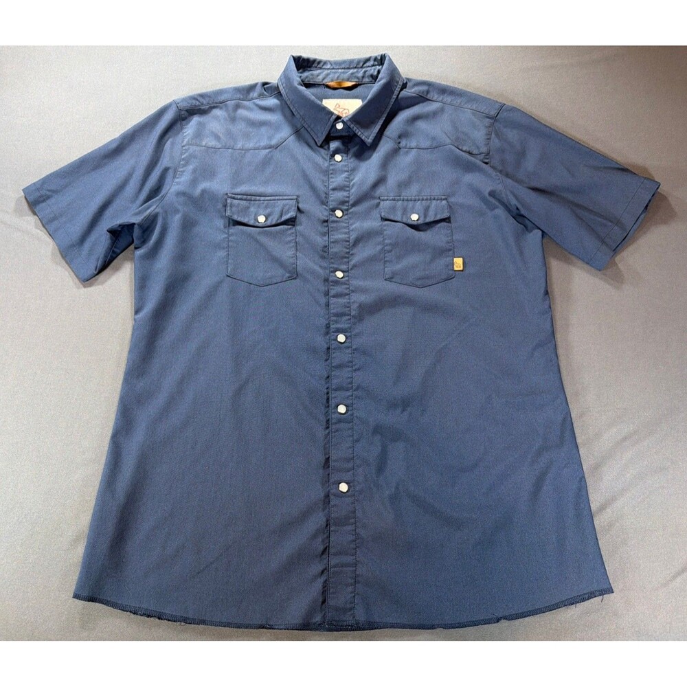 Western Rise Pearl Snap Shirt Blue Mens X-Large